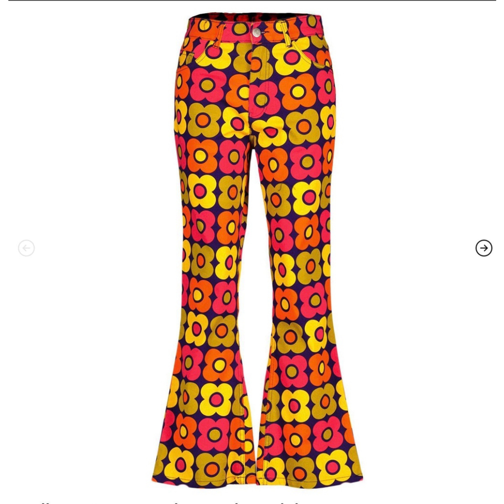NWT Madcap England Flared pants with a retro floral pattern size 38 regular